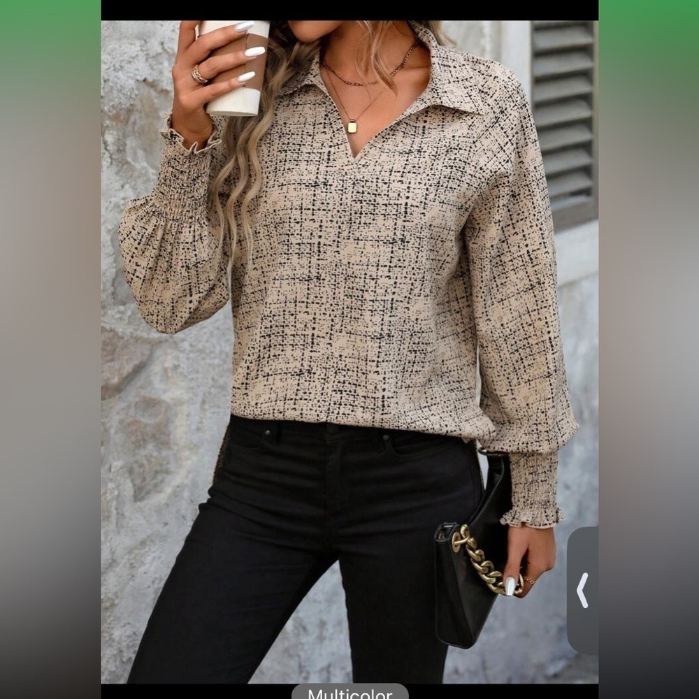 SHEIN LUNE Women'S Lantern Sleeve Long Sleeve Shirt size S new without … - Picture 4 of 14